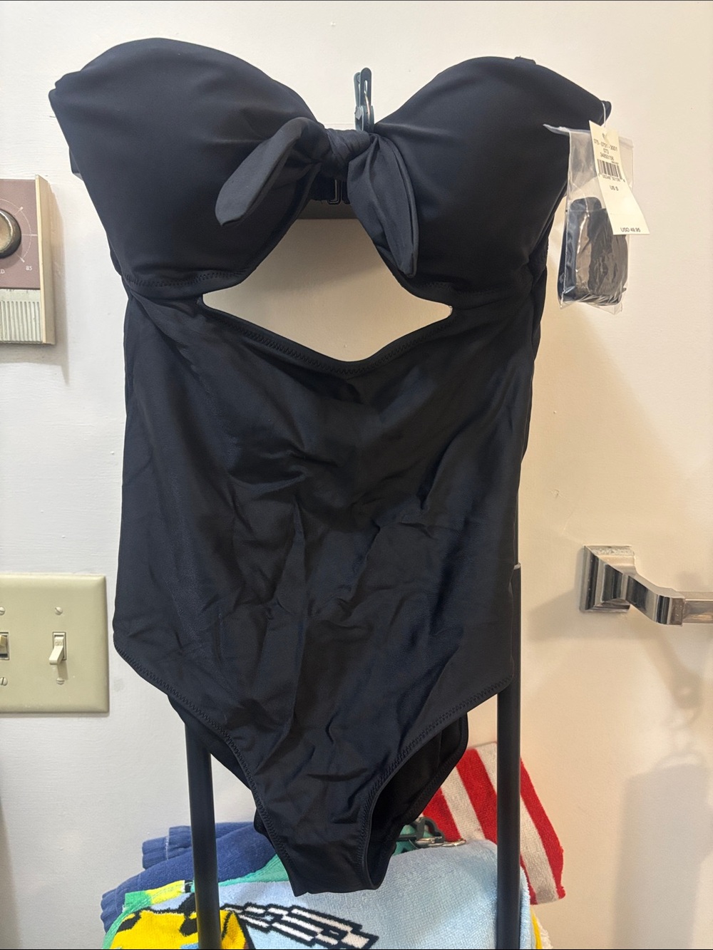 Aerie Small Black Tie-Front One-Piece Swimsuit